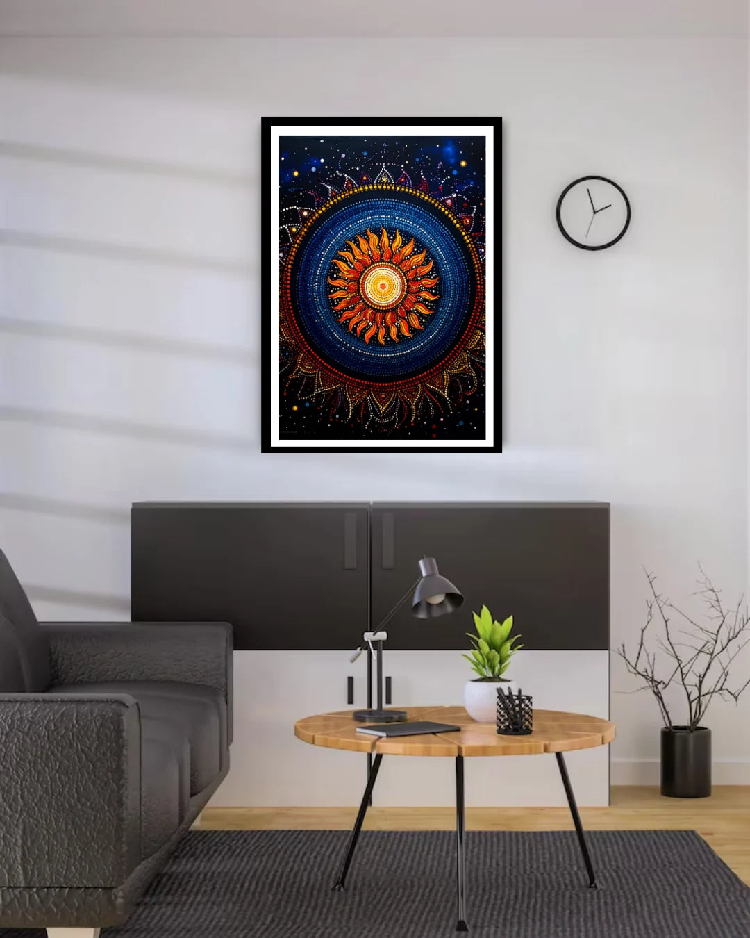colorful mandala wall art canvas in modern interior decor