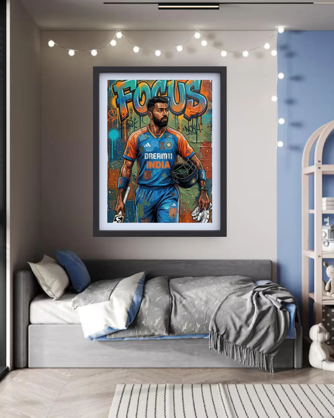 cricket player wall art canvas colorful design