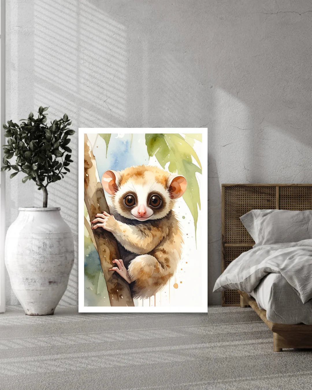 Cute Baby Sloth Canvas Wall Art Framed Print for Bedroom Decor
