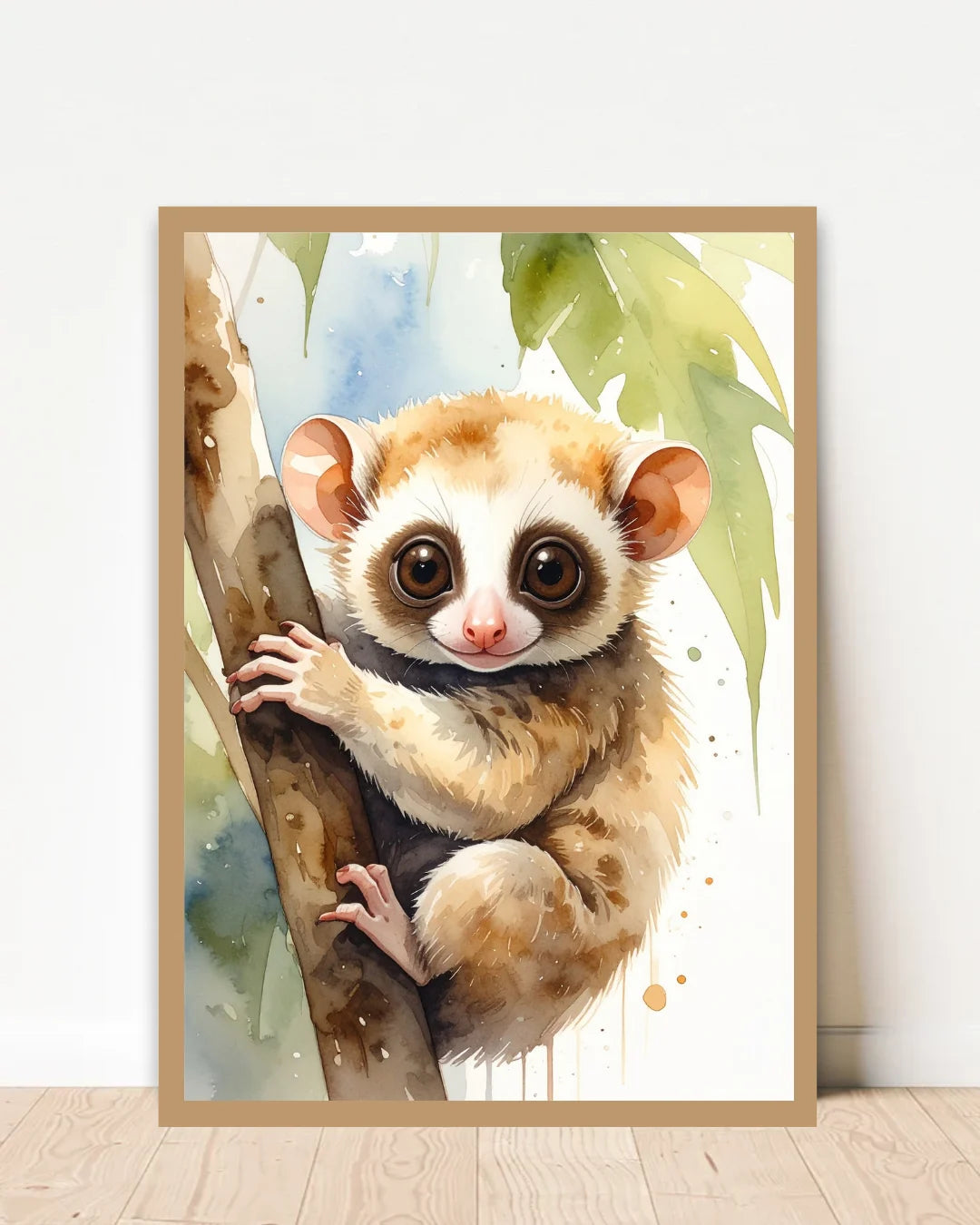 Cute Baby Sloth Canvas Wall Art Displayed in Modern Home Interior