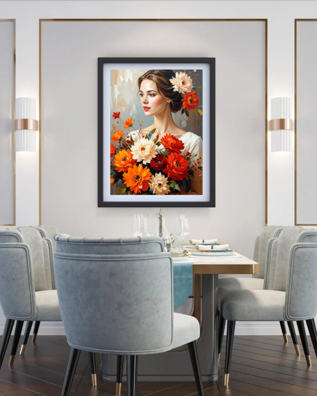 elegant portrait wall art canvas in stylish home decor