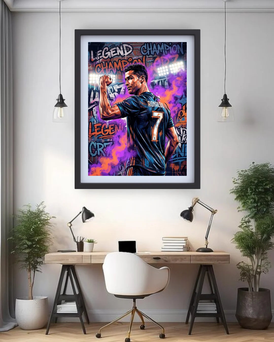 football player wall art canvas colorful design