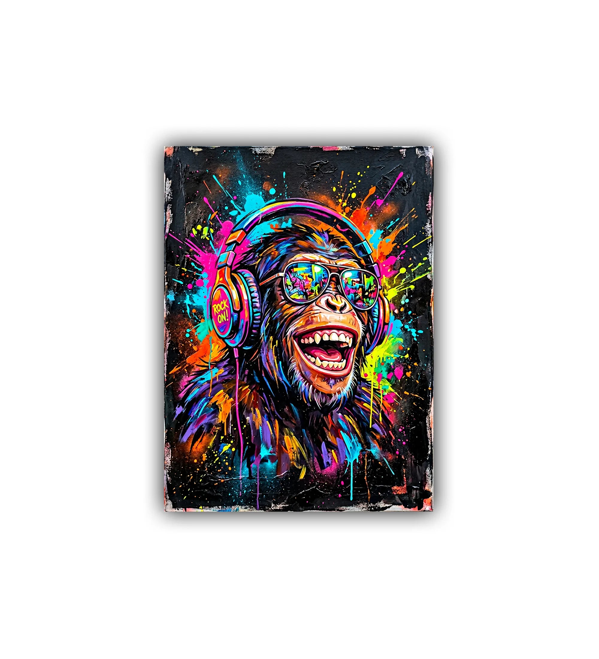 close-up of colorful graffiti face wall art canvas