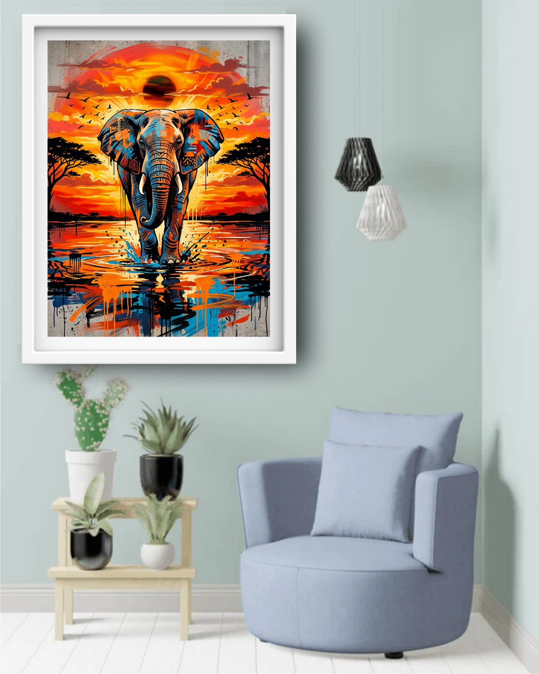 Elephant Reflection Art - Wall Art Canvas