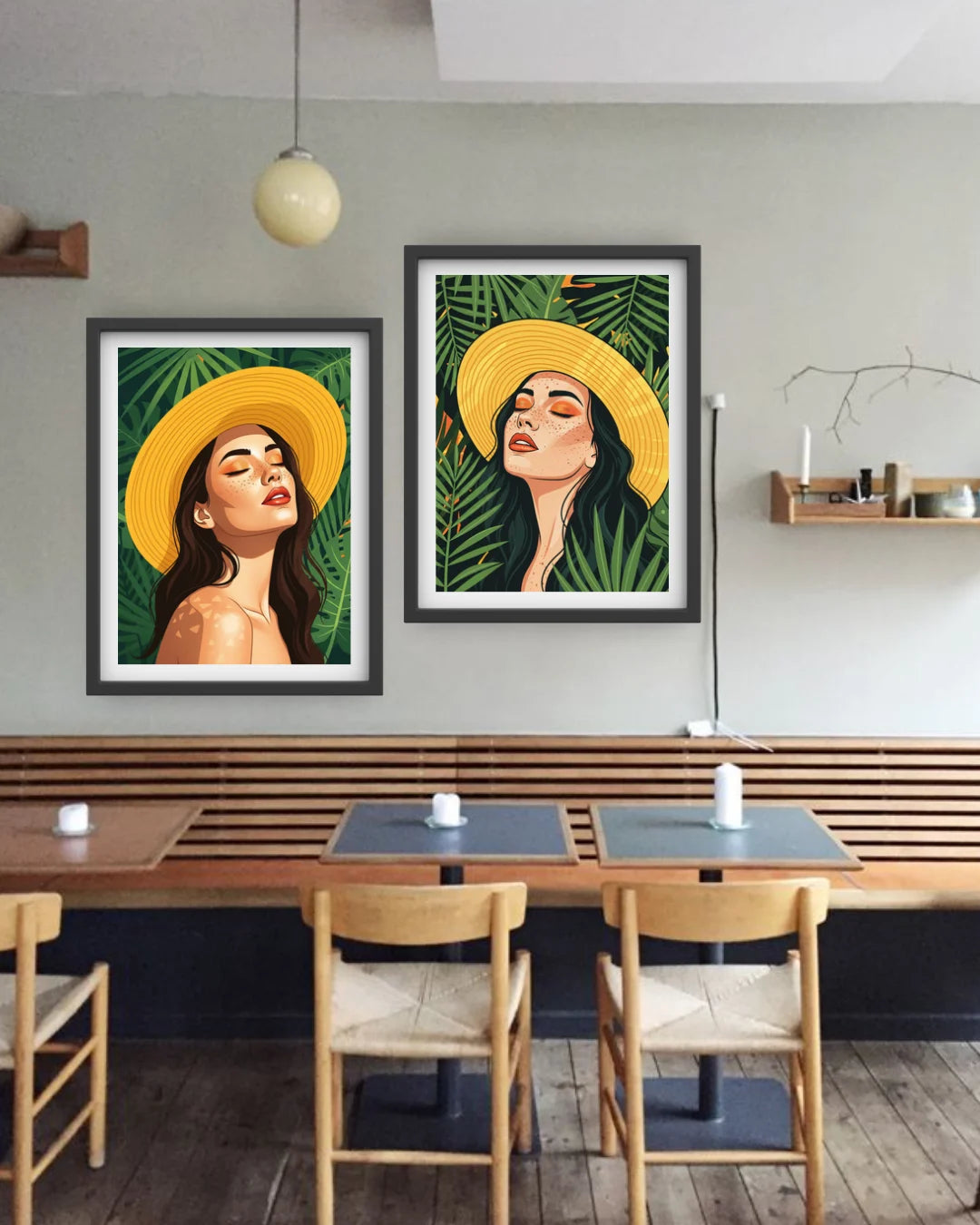 Home decor face wall art canvas set for dining area and cafe