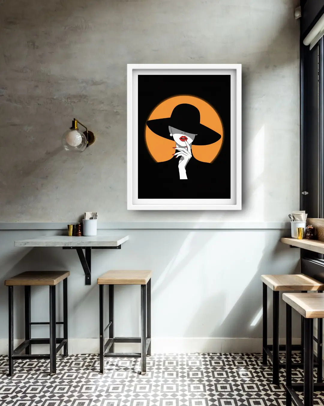 Home decor woman wall art canvas painting for cafe and living space