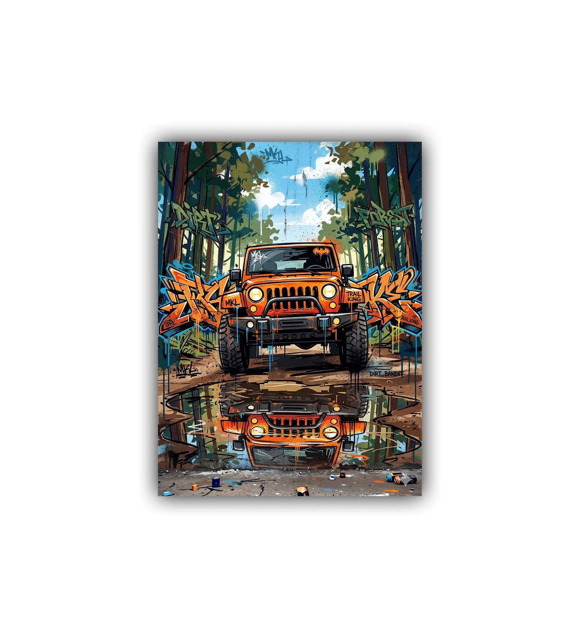 close-up of vintage off-road jeep wall art canvas