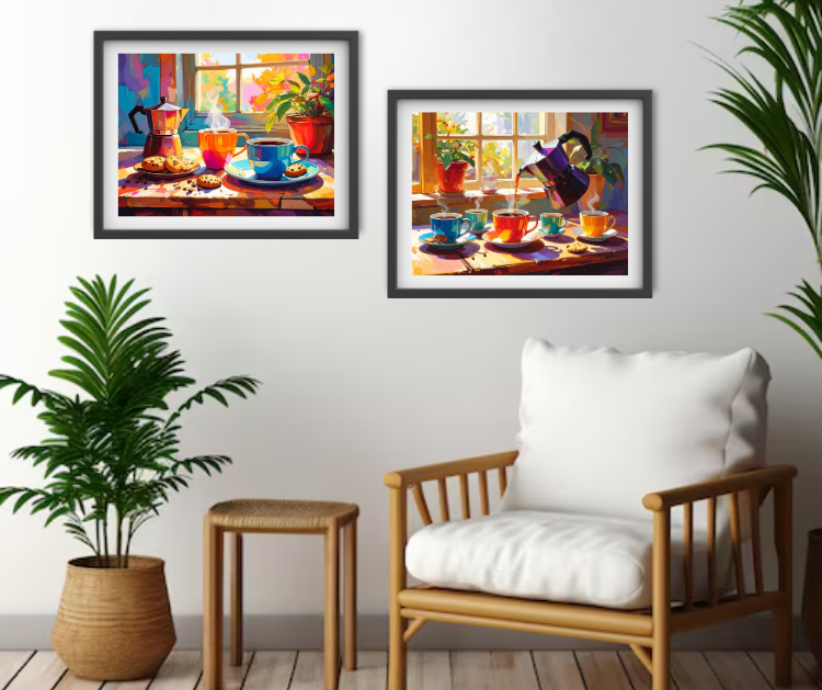 Modern Tea - Set Of 2 - Wall Art Canvas