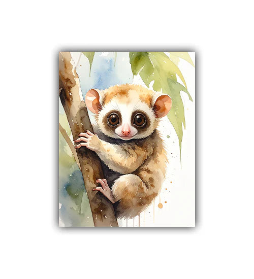 Slow loris wall art canvas painting for kids room decoration
