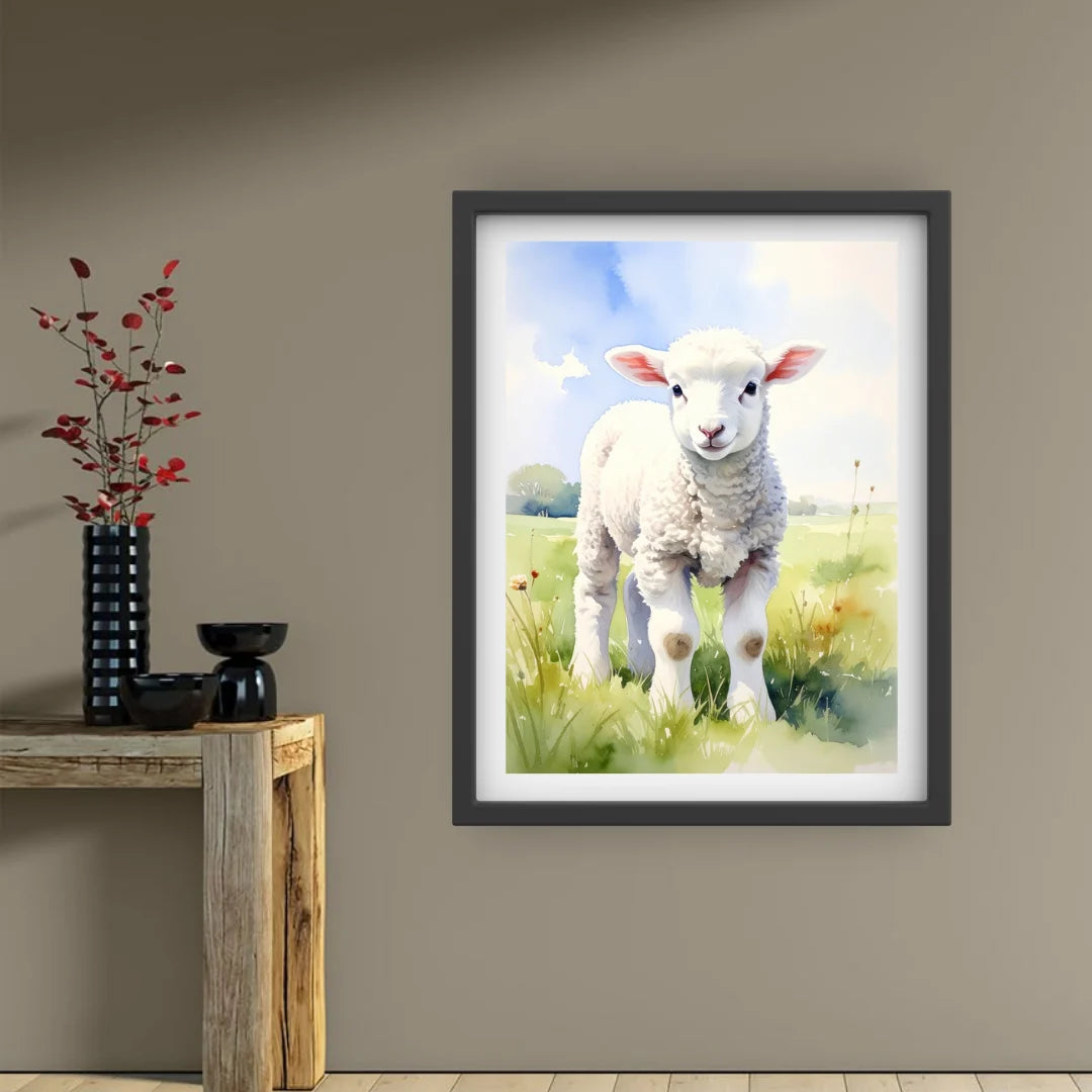 Lamb wall decor canvas painting for bedroom and living room interior