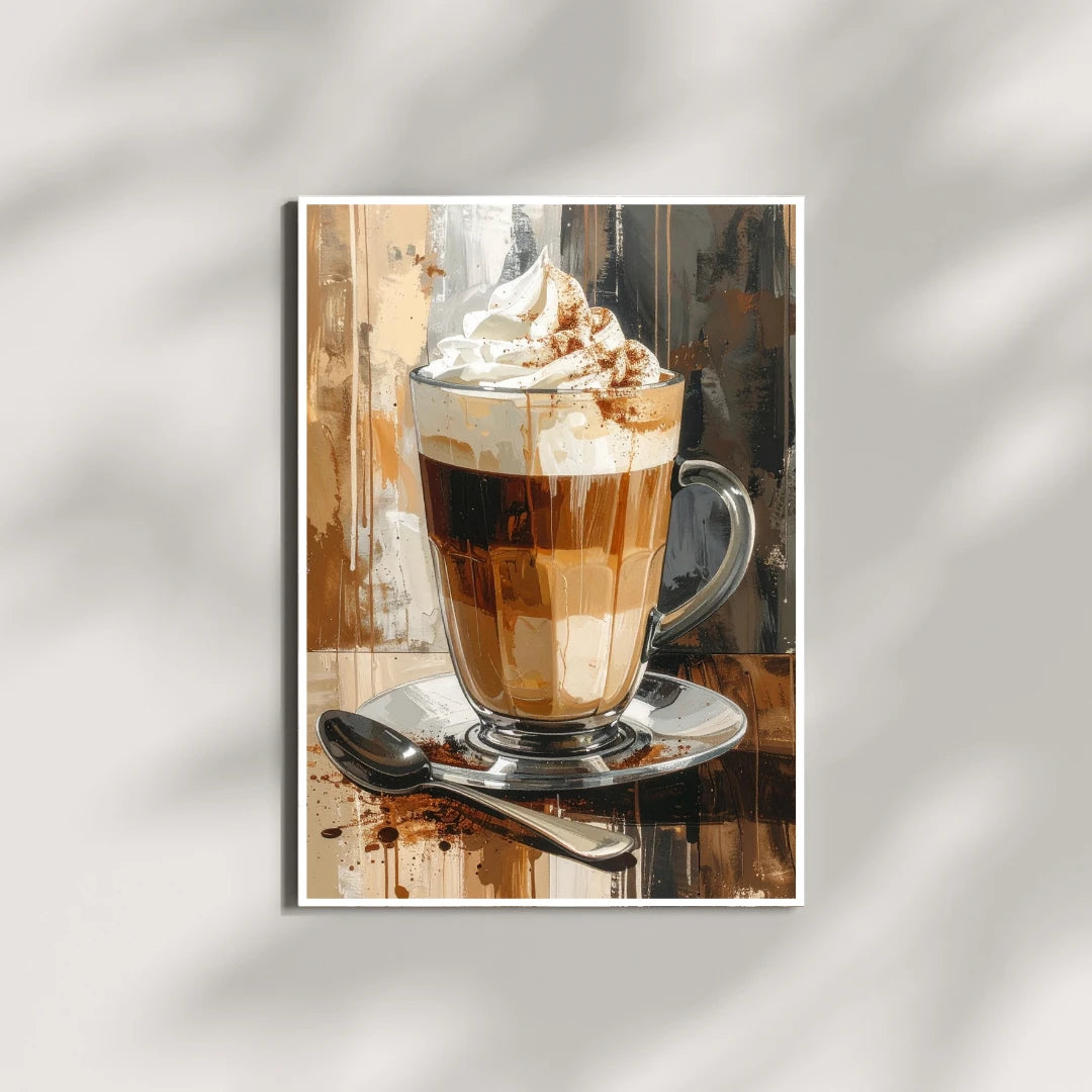 Latte coffee canvas painting wall decor for modern interiors
