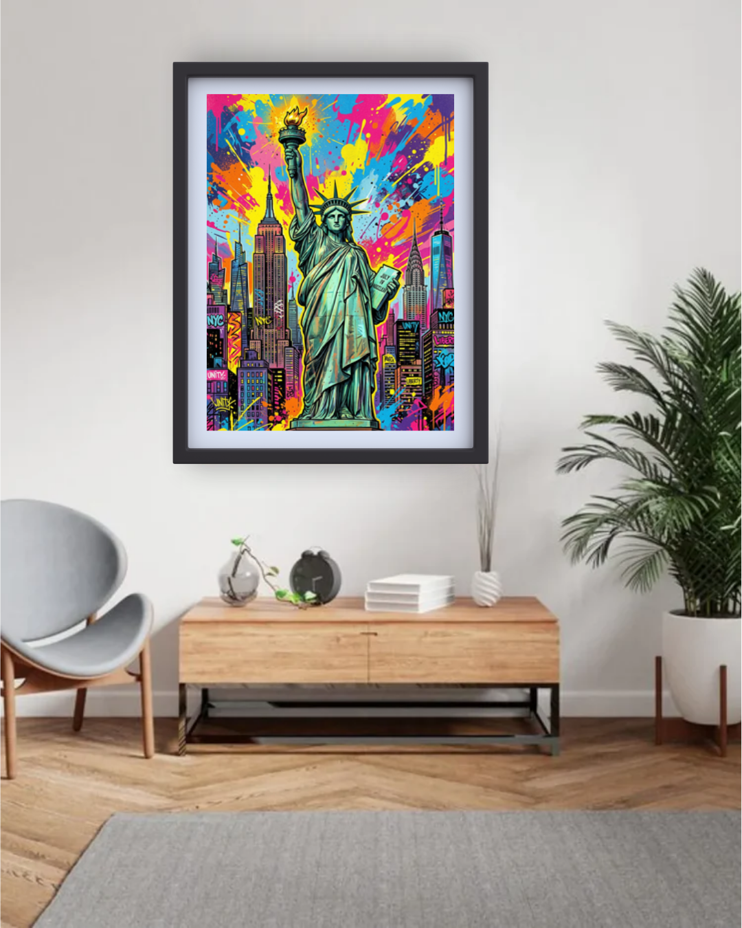 Colorful Statue of Liberty - Wall Art Canvas WallArtVibes