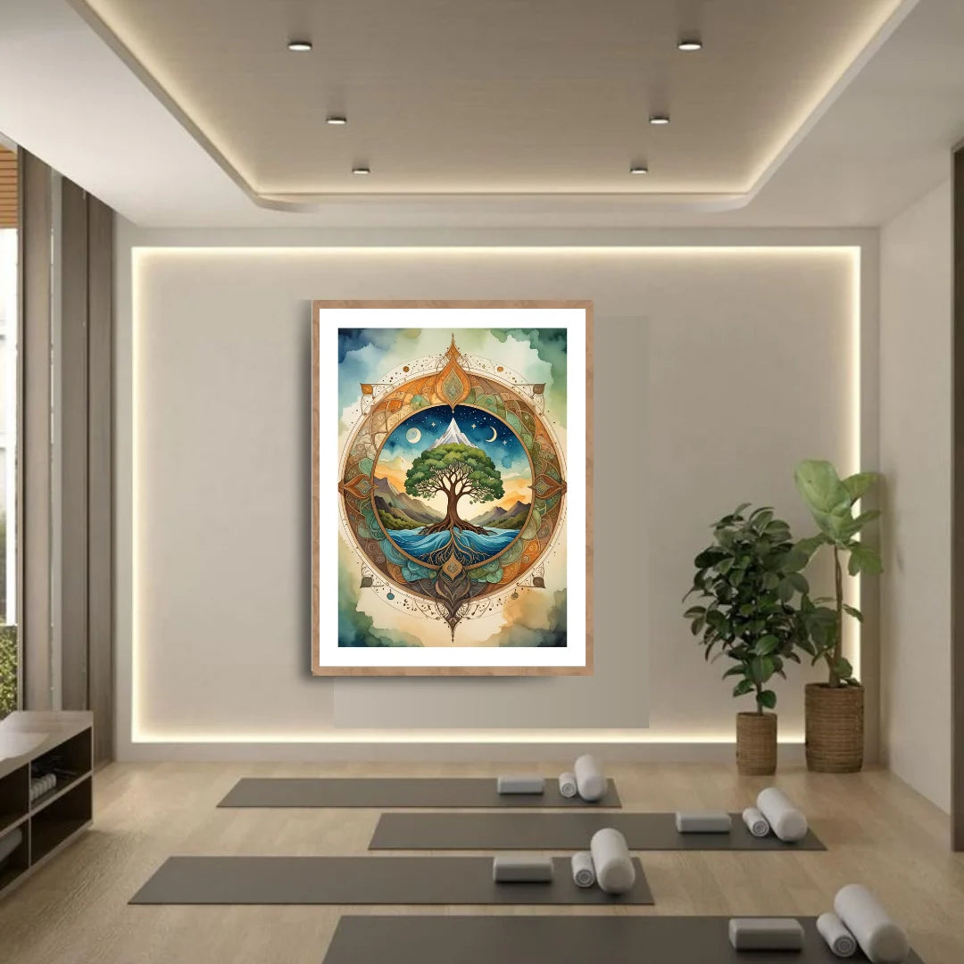 Mandala spiritual wall art for meditation and yoga room decor