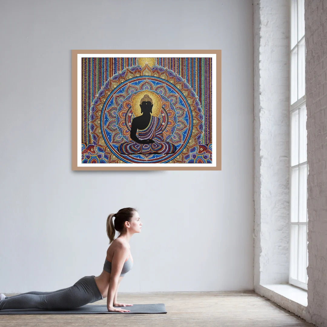 Meditation mandala wall art painting for yoga room spiritual decor