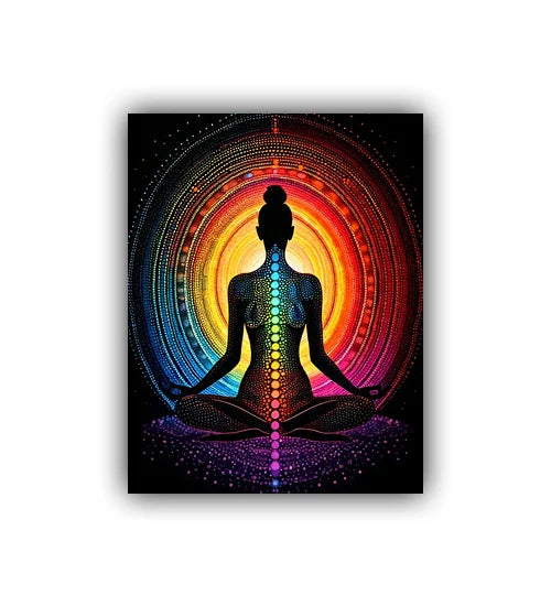Meditation aura wall art painting with vibrant spiritual colors