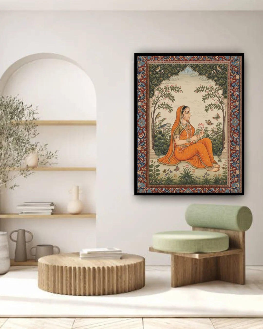 Meditation monk canvas wall art for calm home interior decor