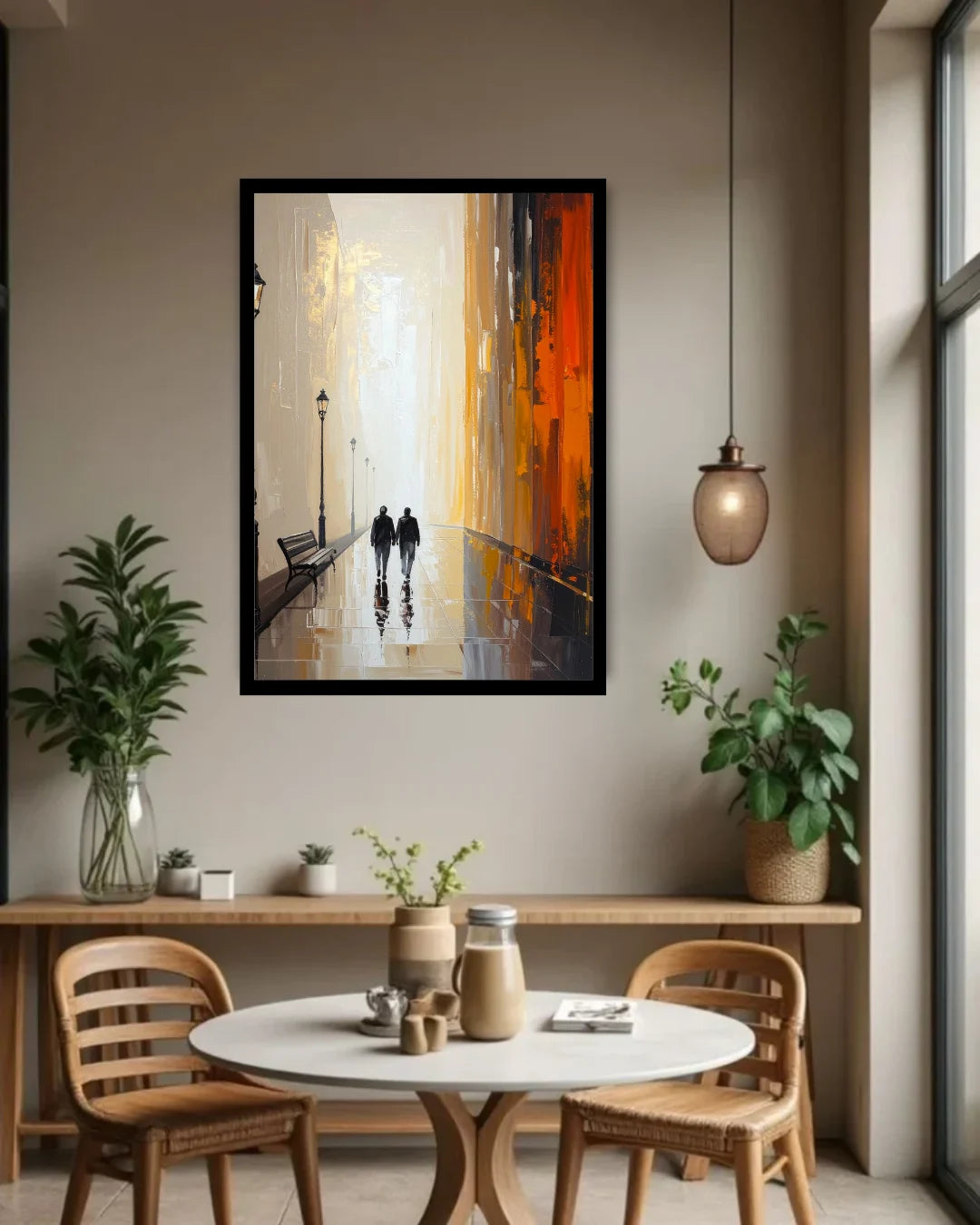 Modern Urban Walk Canvas Painting Wall Art for Dining Room and Home Decor