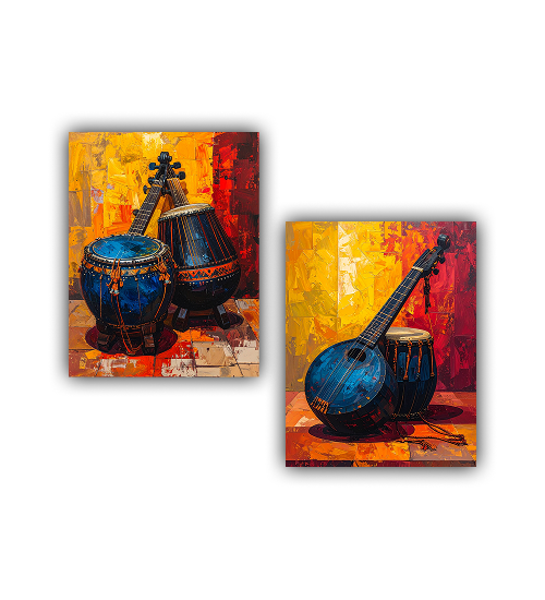 Modern guitar canvas painting for living room wall decor