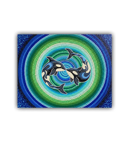 Colorful mandala dolphin wall art painting spiritual design