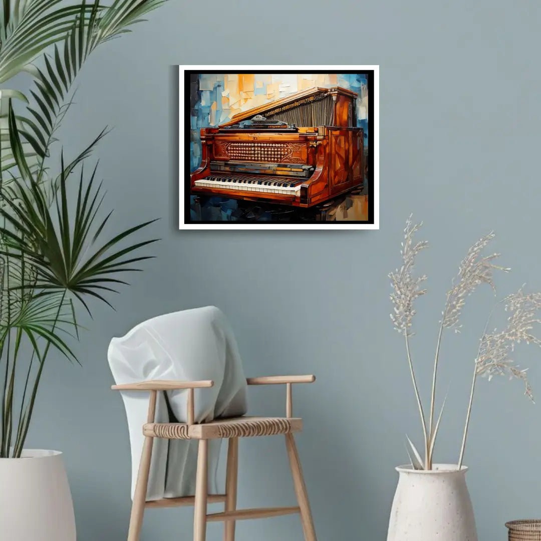 Modern piano wall art canvas painting for stylish home and interior decoration