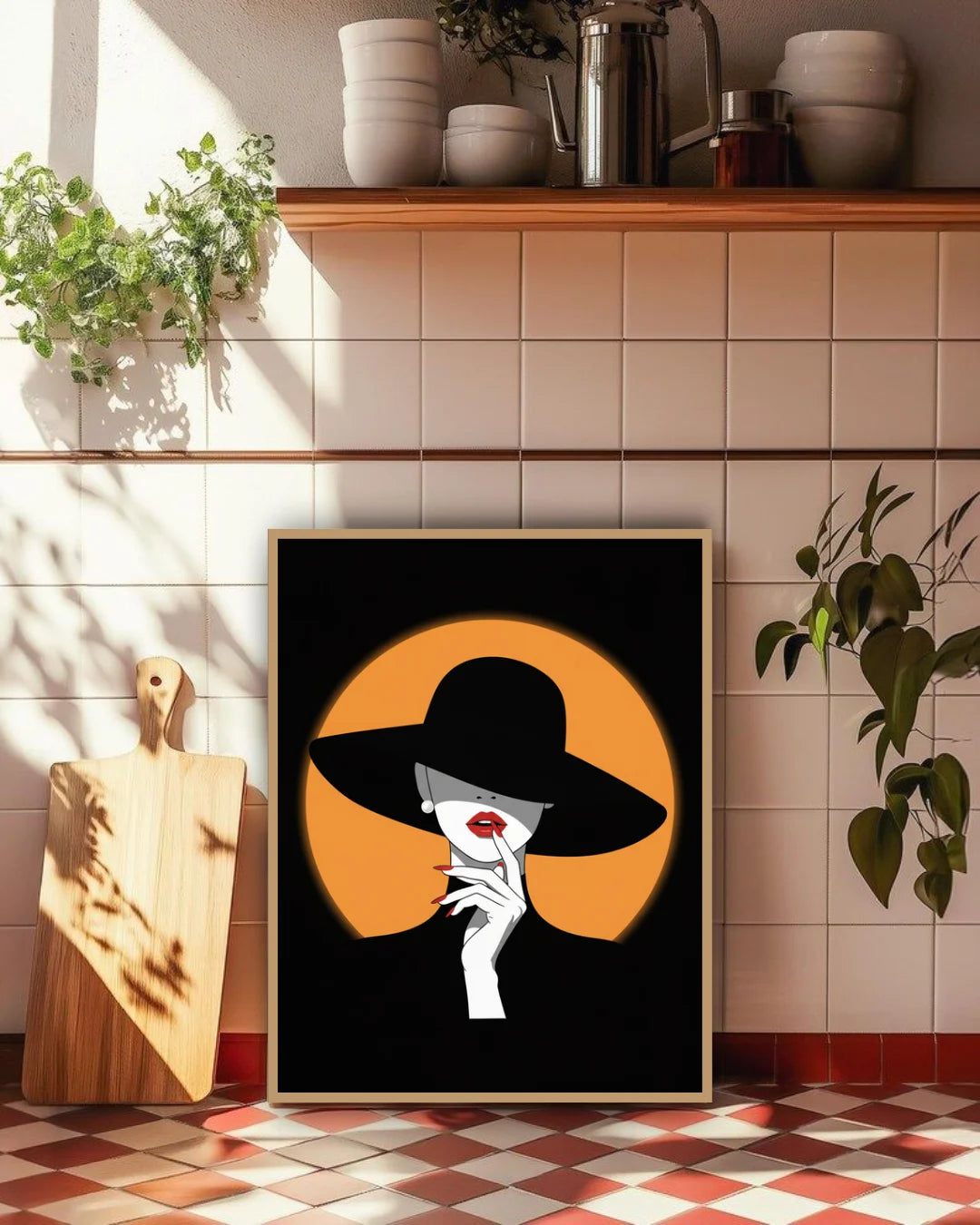 Modern portrait wall art canvas design for elegant interior decor