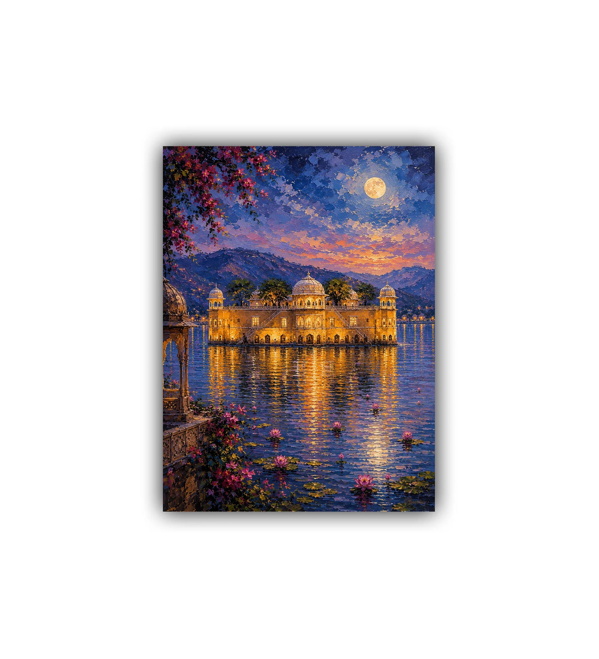 cityscape wall art canvas with golden reflections
