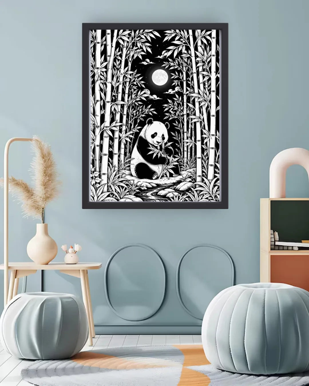 cute panda forest canvas paintings