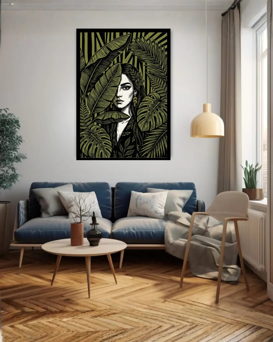 tropical leaves canvas art in home interior decor
