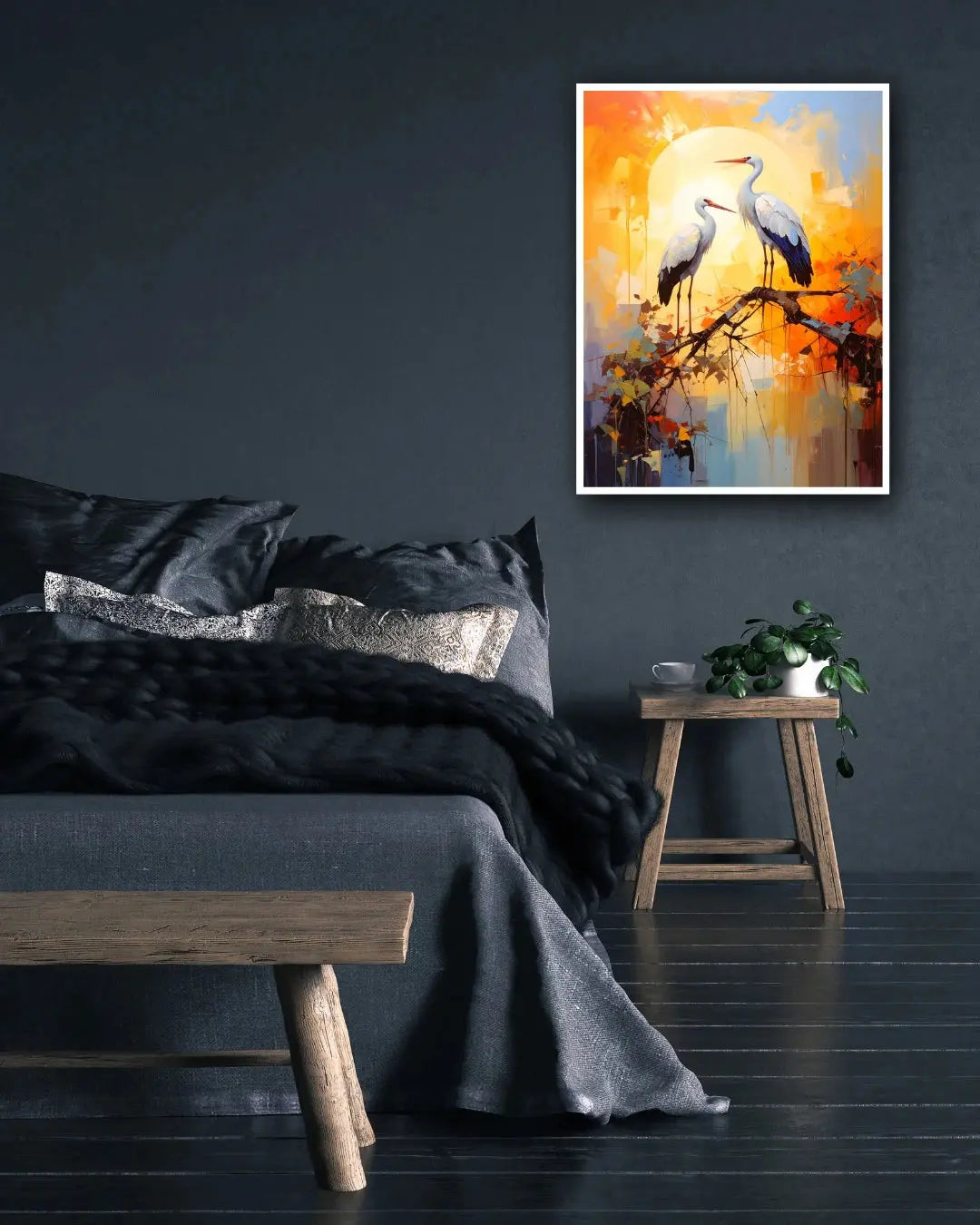 Sunrise Cranes Modern – Wall Art Canvas WallArtVibes