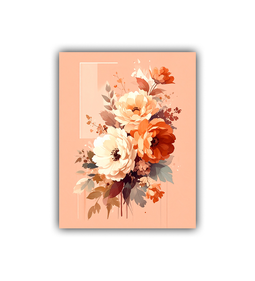 Close-up view of peach floral wall art canvas painting