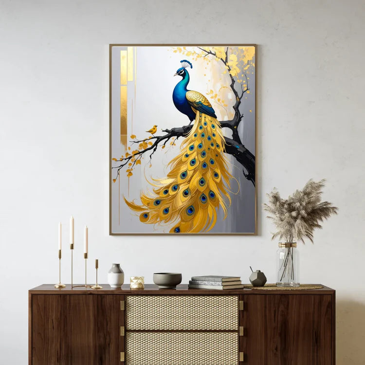 Peacock canvas painting artistic wall decor for modern home interior