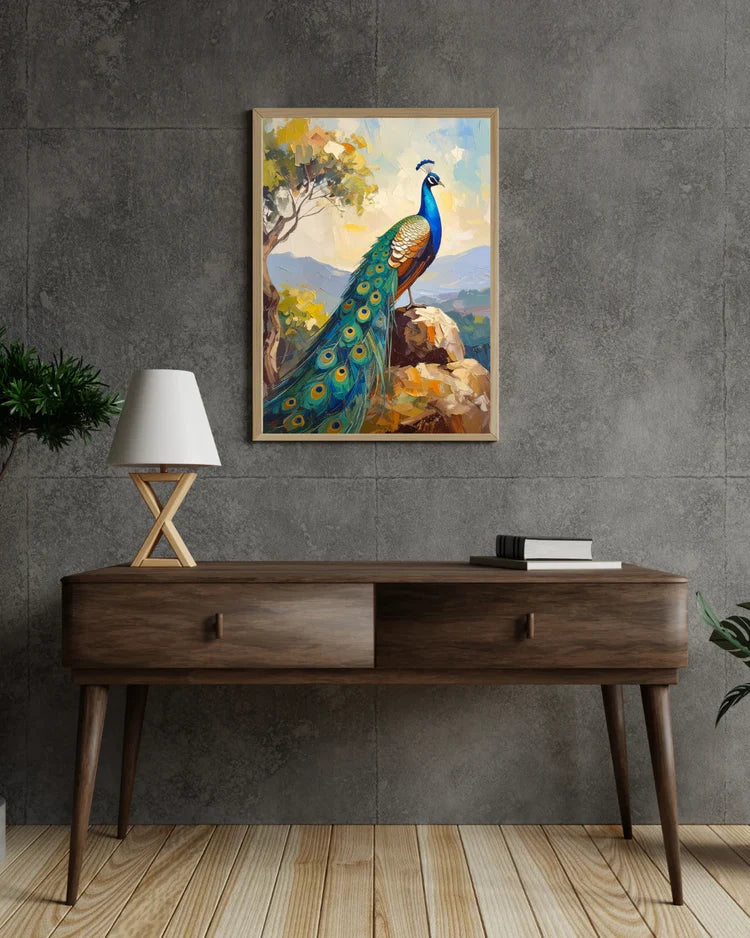 Peacock wall art canvas painting for stylish home interior decor