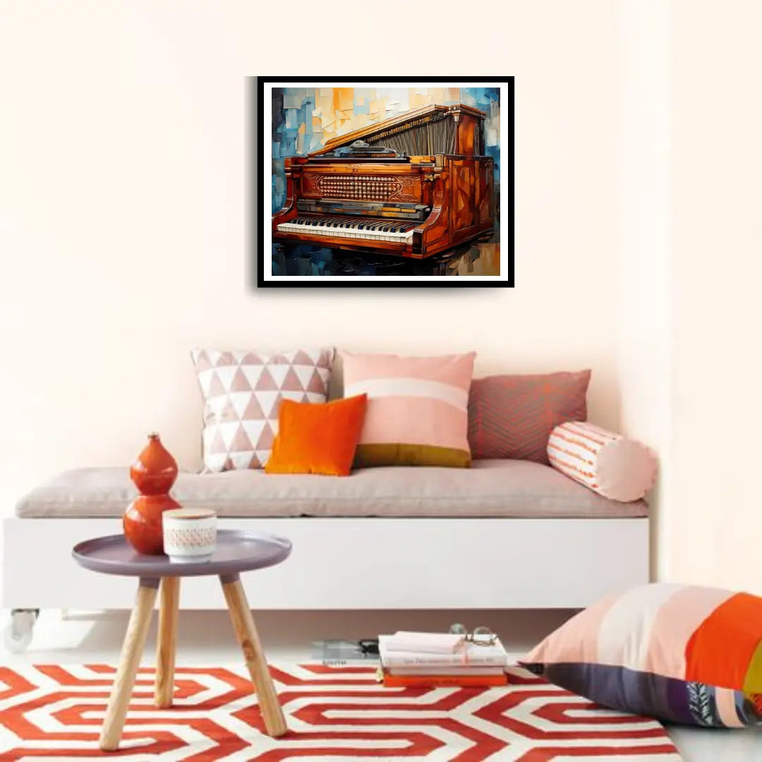 Piano music canvas wall art modern painting for bedroom and creative spaces