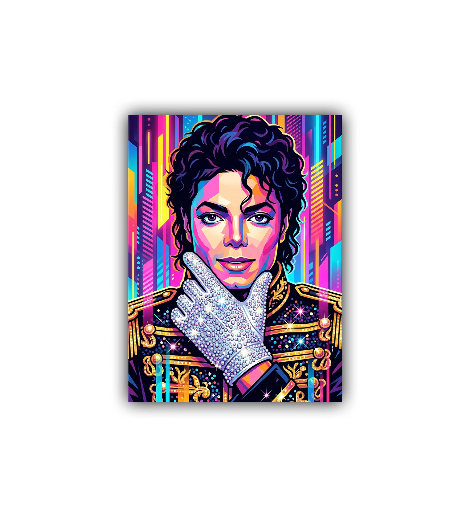 close-up of colorful pop graffiti portrait wall art canvas