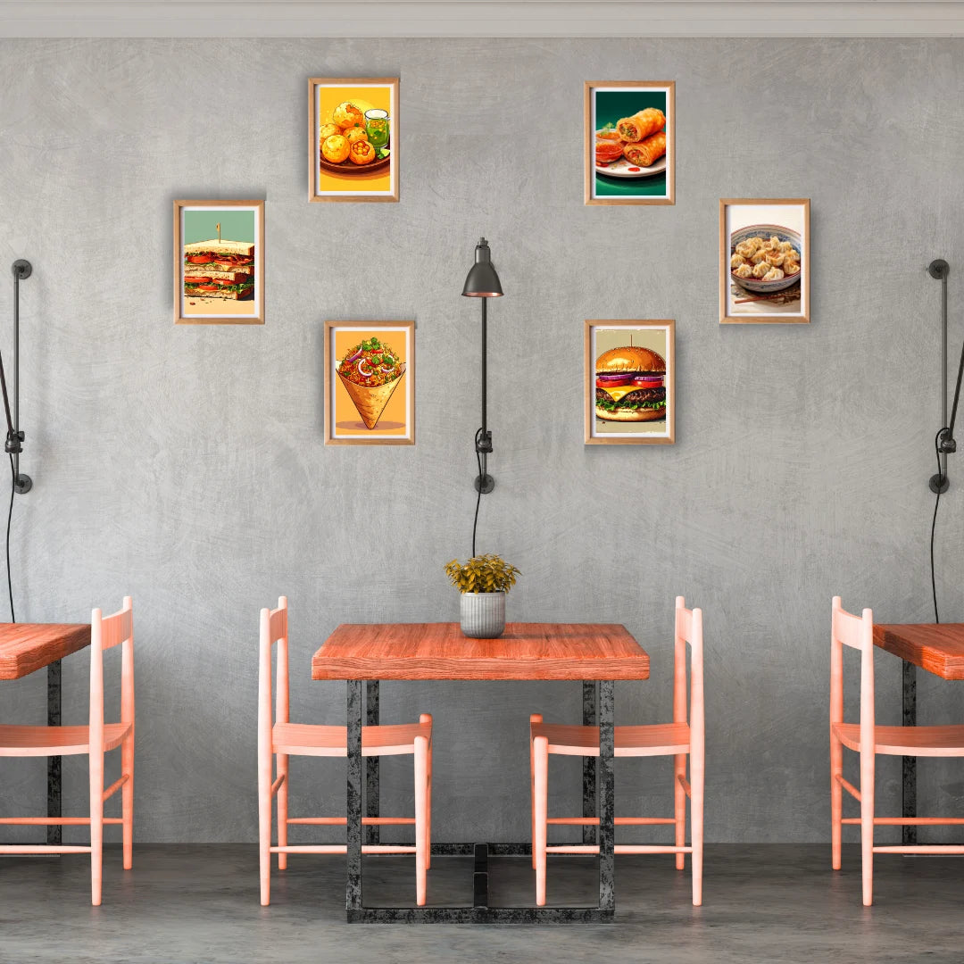 Restaurant food wall art canvas set for modern dining space
