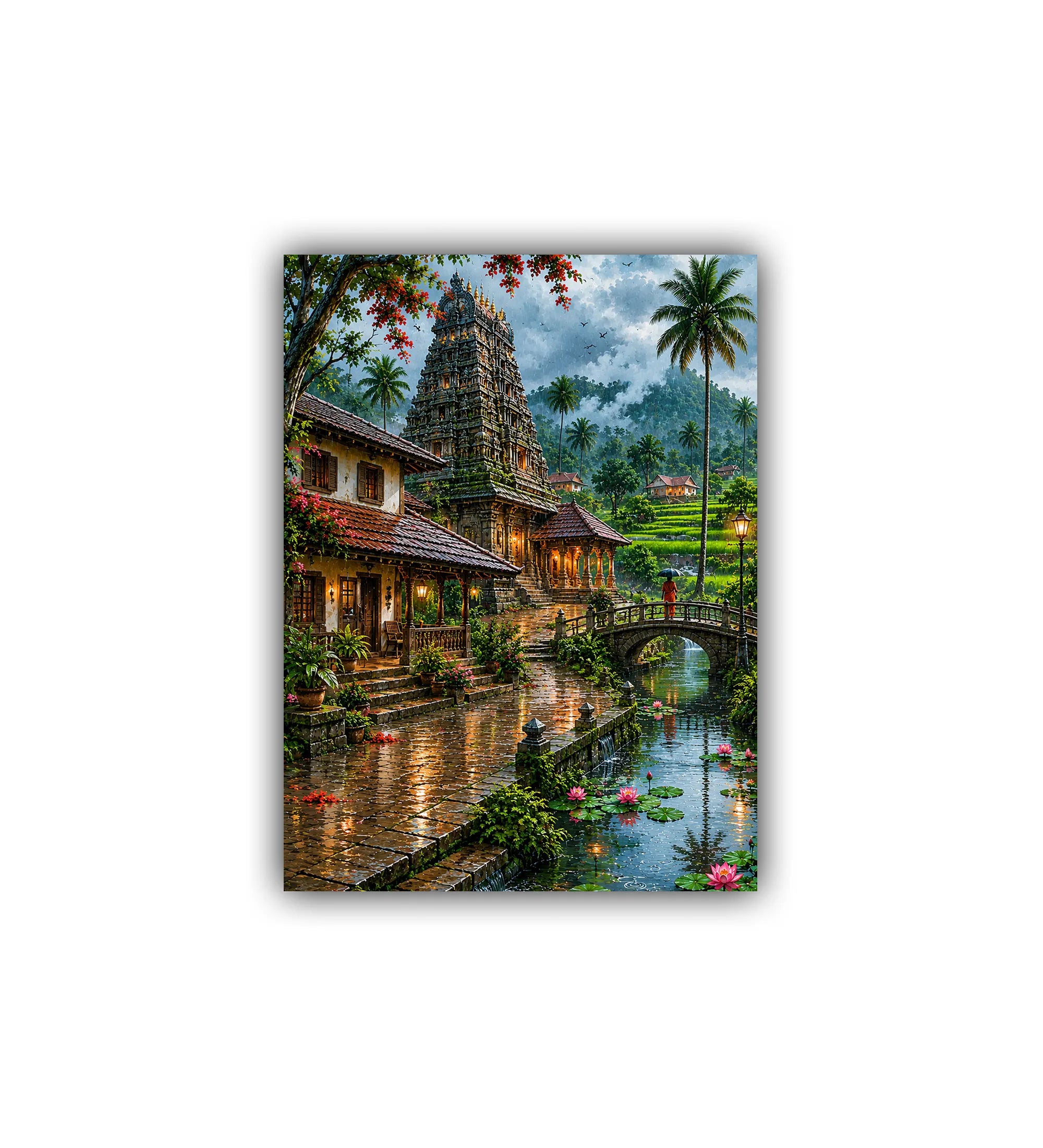 village landscape wall art canvas nature painting