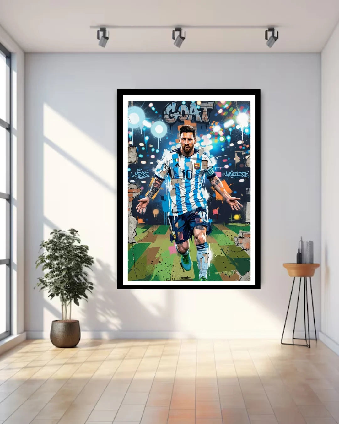 football canvas art in gaming room interior decor