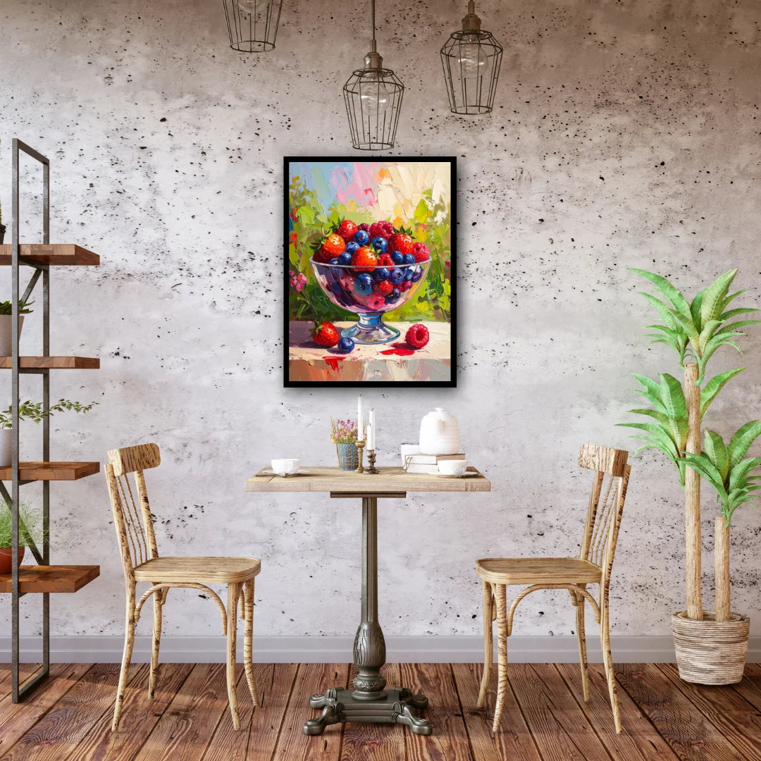 Still life fruit art canvas decor for dining and cafe interior