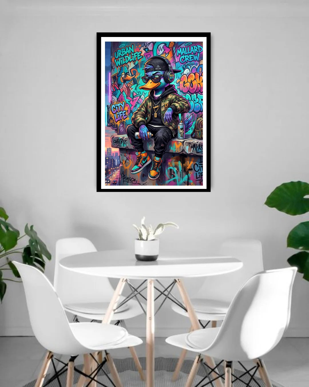 graffiti soldier wall art canvas in modern home decor setup