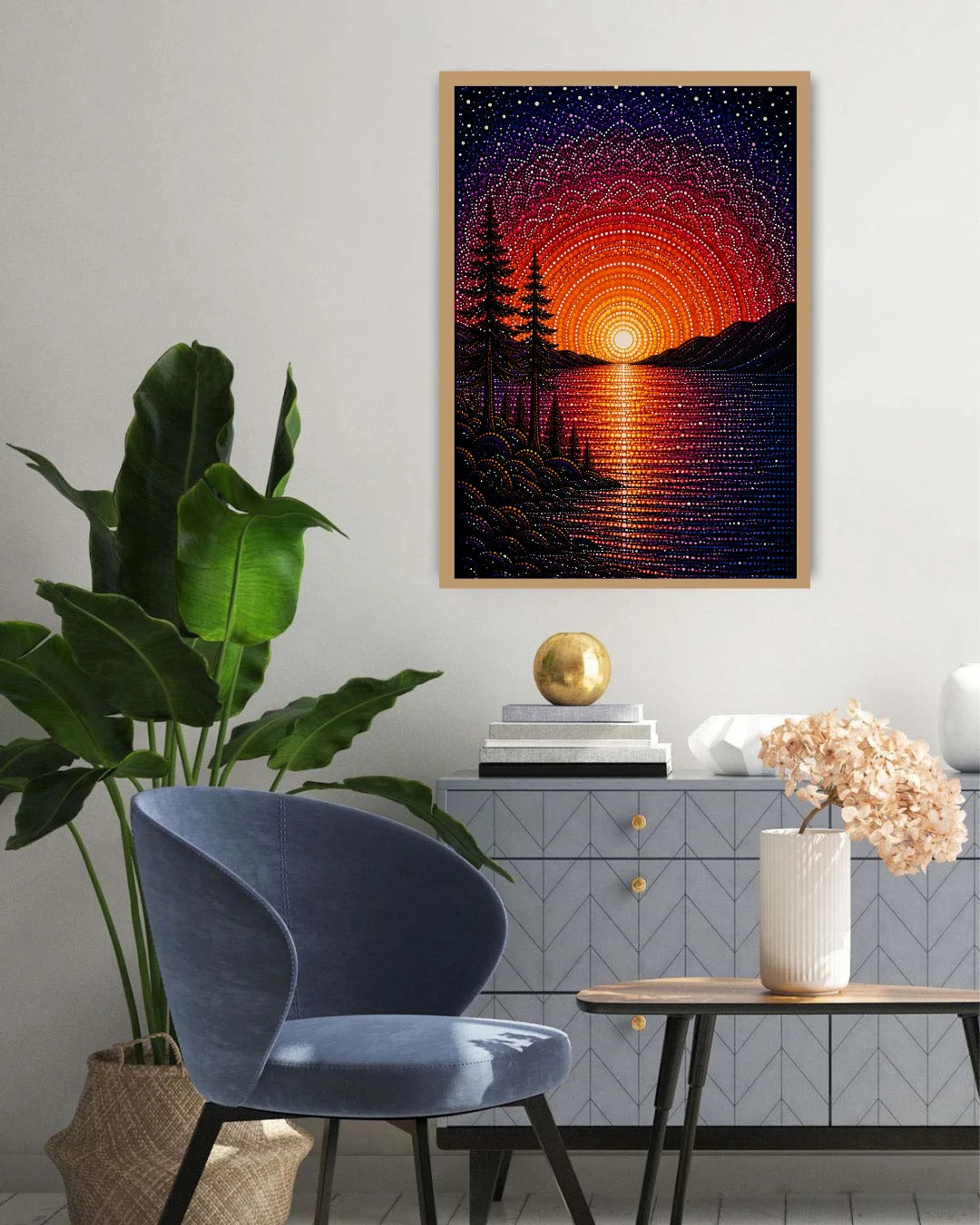 lake canvas art in modern home interior decor