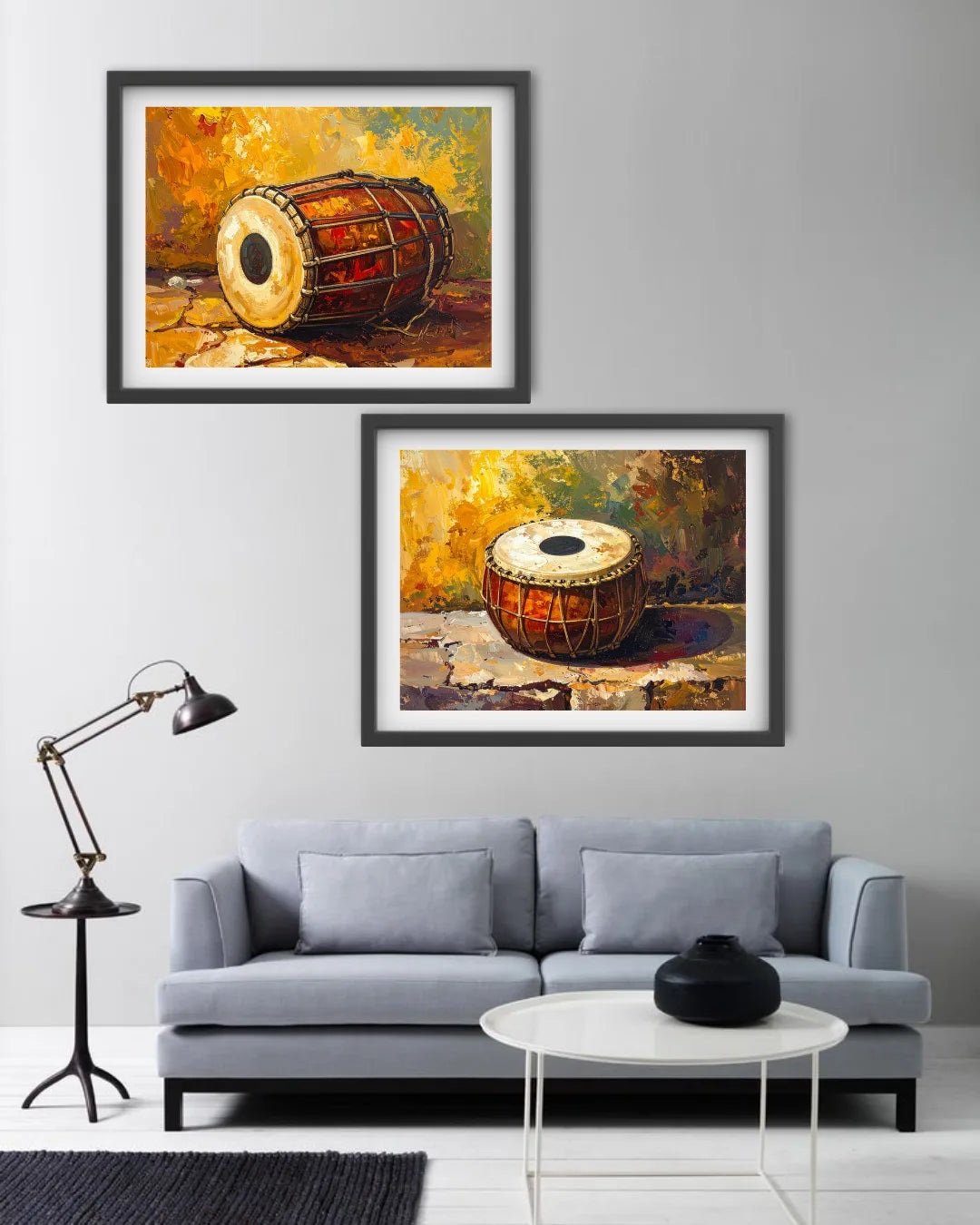 Tabla wall art canvas set of 2 for office, studio and music room decoration