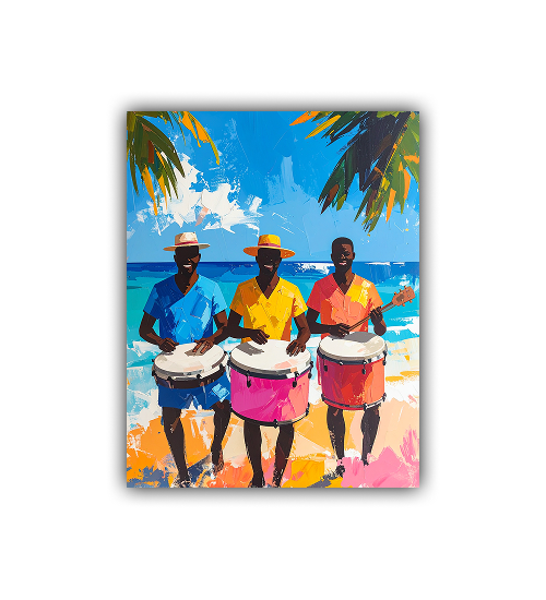 Vibrant cultural folk art canvas painting modern wall art for home and office