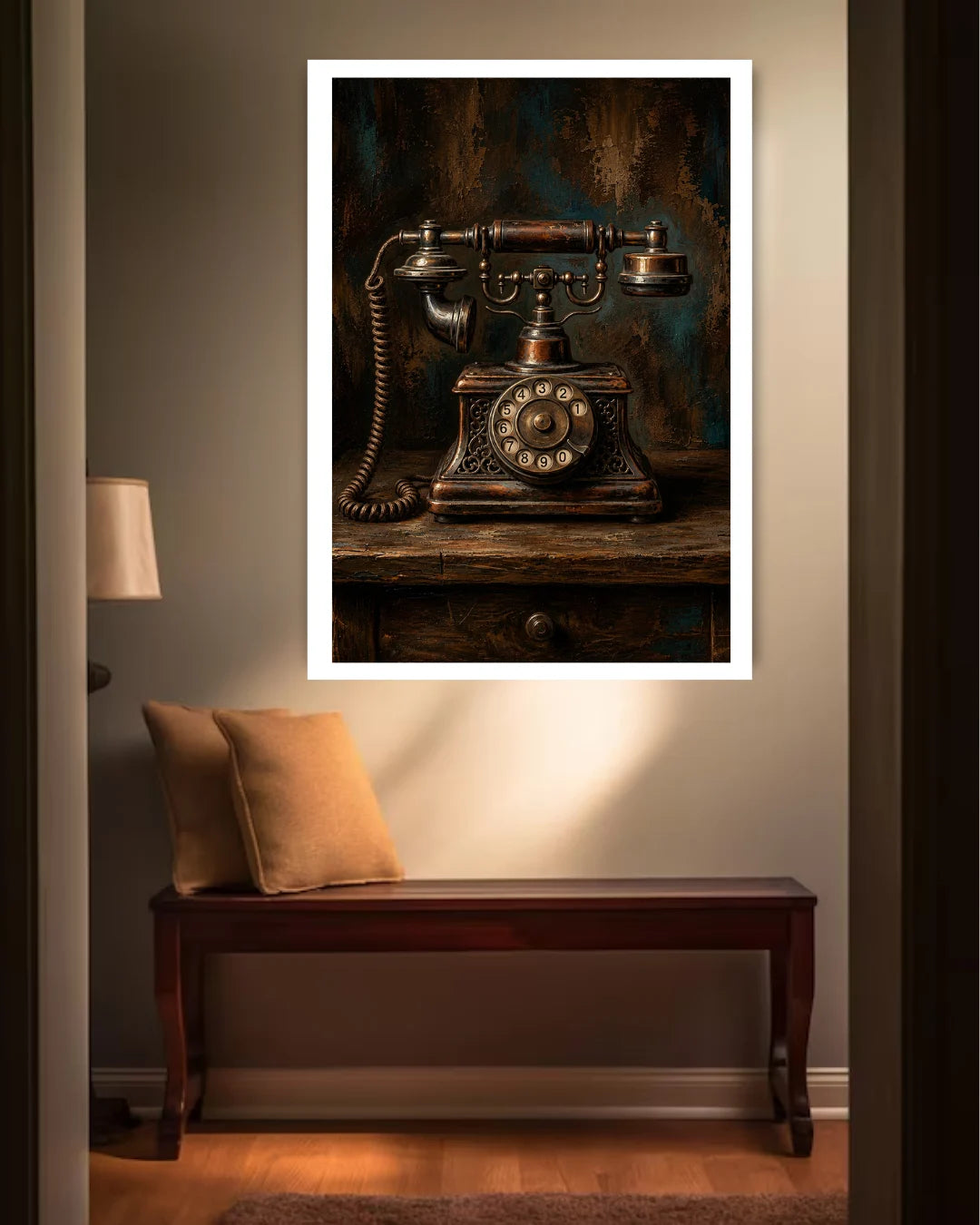 classic rotary telephone painting wall art design