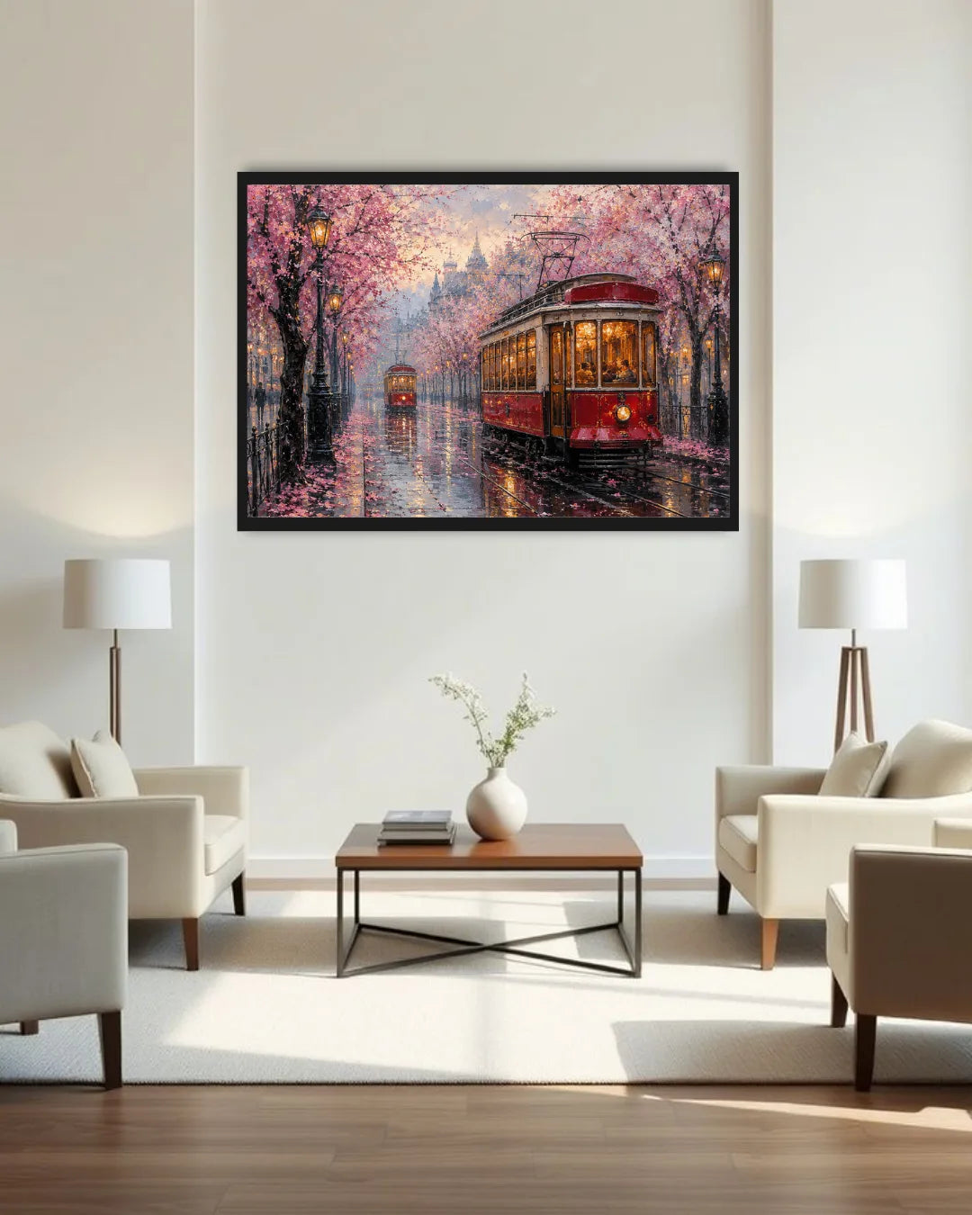 tram canvas art in luxury home interior decor