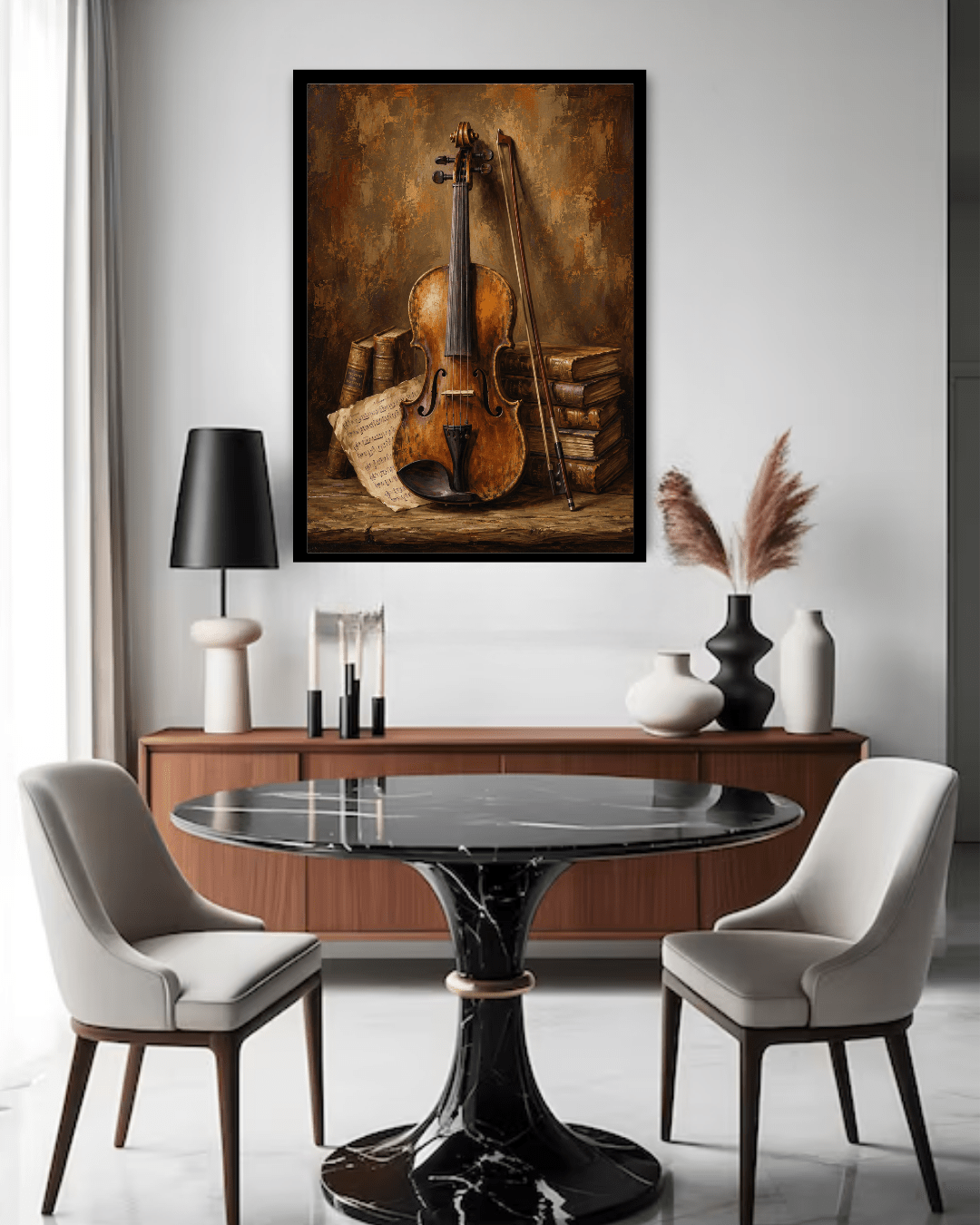 violin canvas art for music room interior decor