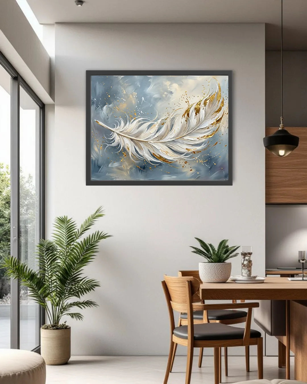 abstract feather painting wall art modern decor