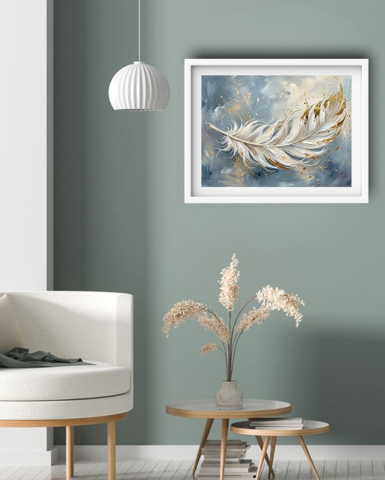 a white feather wall art canvas for home decore