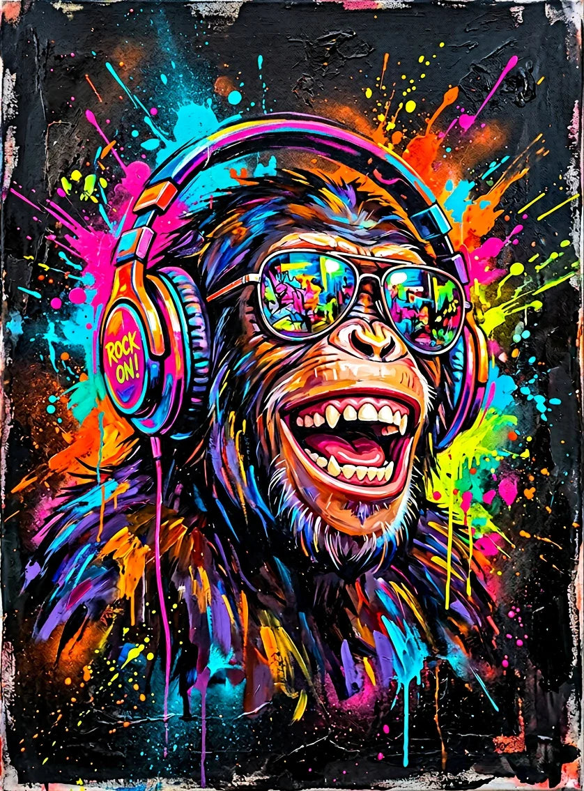 graffiti-wall-art-colorful-monkey-headphones