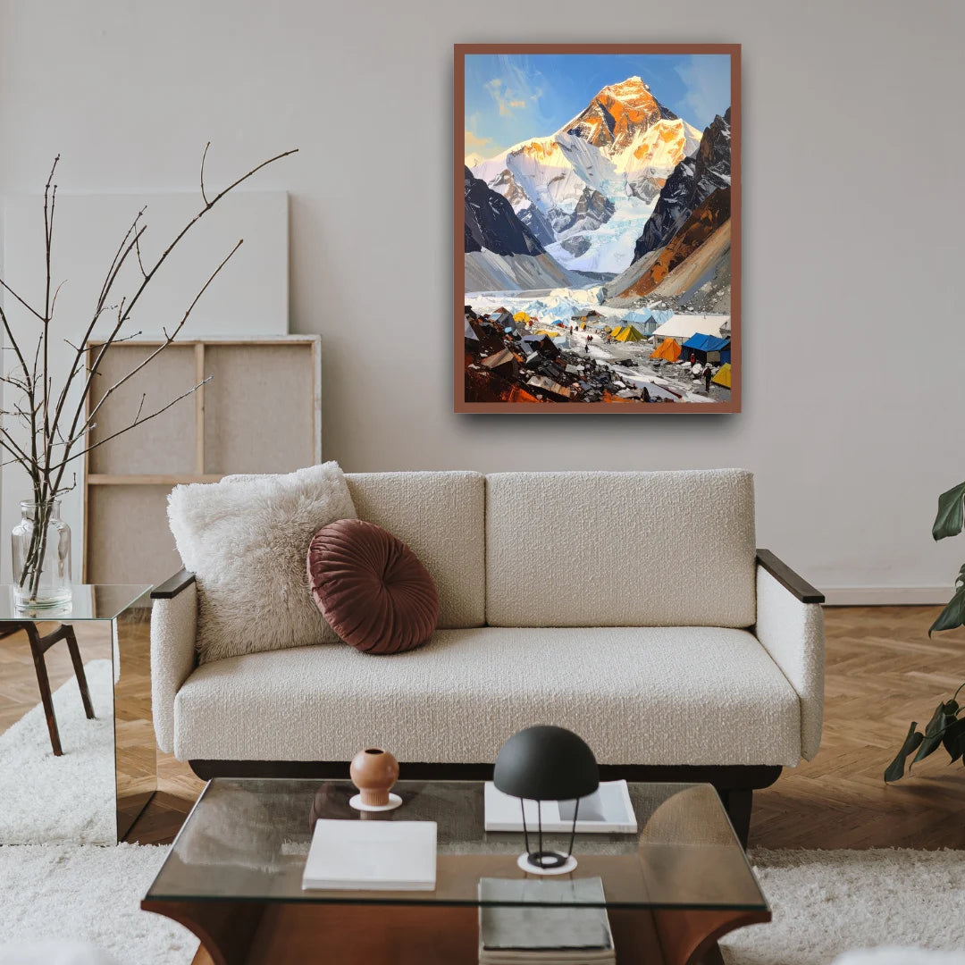 Snowy mountain canvas painting wall art
