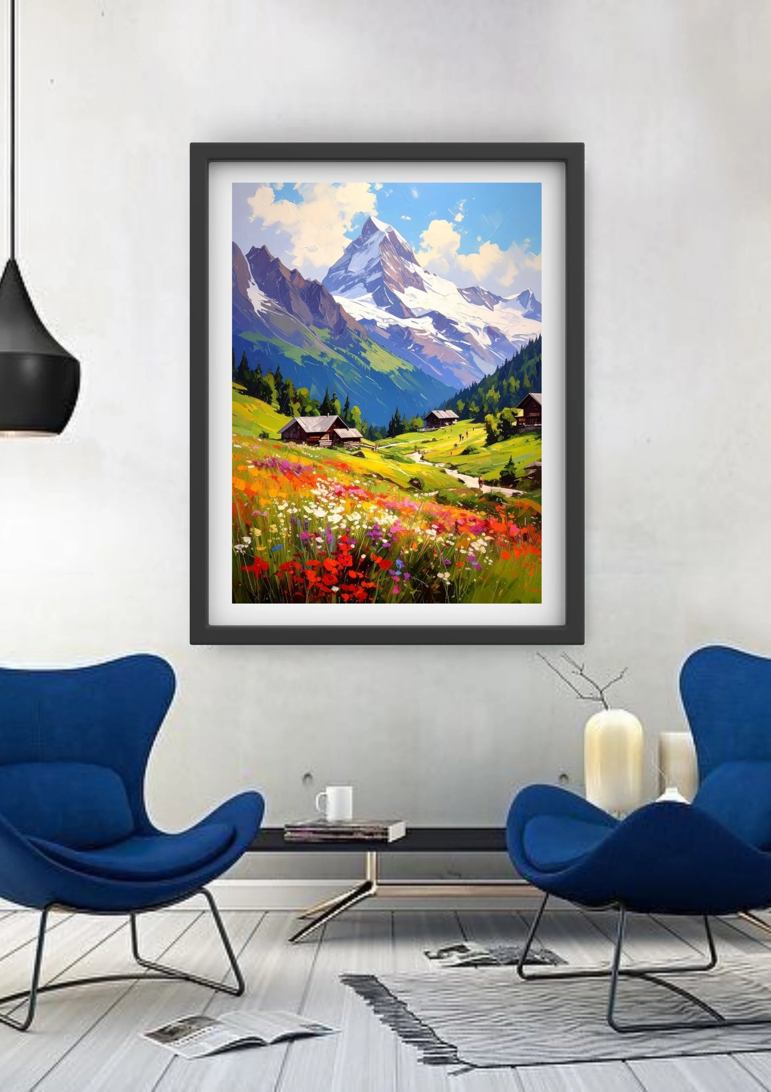 Scenic mountain canvas wall art painting
